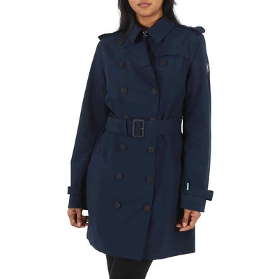 Save The Duck Ladies Blue Black Audrey Trench Jacket, Brand Size 4 (X-Large)