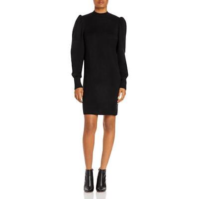 WAYF Женское черное мини-платье-свитер Lola с воротником-стойкой и пышными рукавами XS BHFO 6710