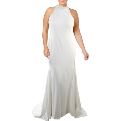 

Calvin Klein Женское вечернее платье цвета слоновой кости с украшением  BHFO 5621, Cream