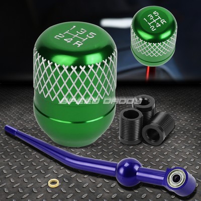 СИНЯЯ АЛЮМИНИЕВАЯ ОДНОСКОРОСТНАЯ КОРОТКАЯ РУЧКА ПЕРЕКЛЮЧЕНИЯ ПЕРЕДАЧ + ЗЕЛЕНАЯ 5-СТУПЕНЧАТАЯ СЕТЧАТАЯ РУЧКА ДЛЯ EK/ EJ / EG