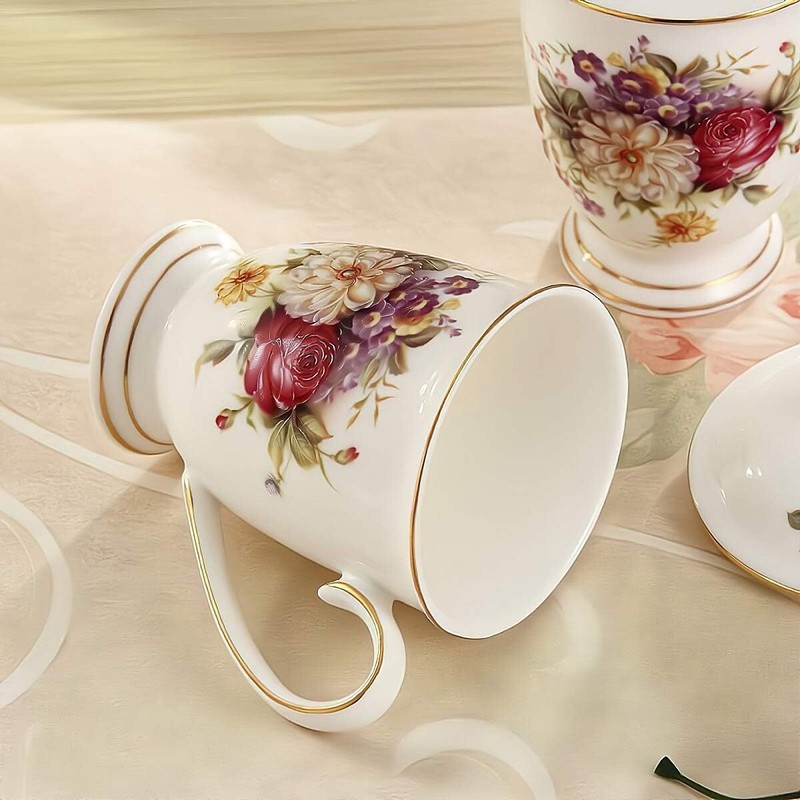 Ceramic Mug,Fine Bone China Tea Cup, Tea Mugs for Women, Tea Cup with Lid, Suita