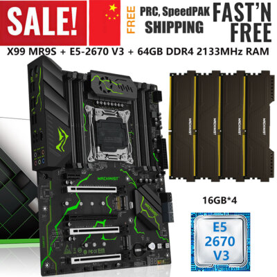 LGA 2011-3 X99 Motherboard + Intel Xeon E5 2670 V3 CPU 64GB DDR4 2133MHz ECC RAM