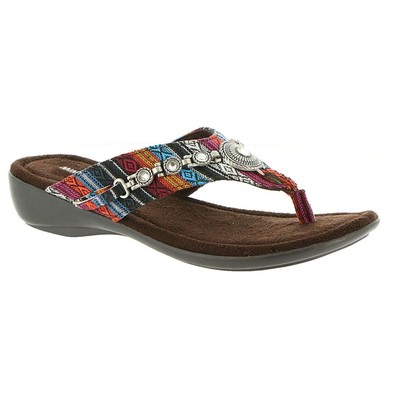 

Minnetonka Womens Sable Jeweled Slip On Thong Sandals Shoes BHFO 4721, Aztec, Sable