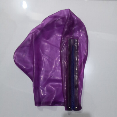 Transparent Purple Latex Hood Women Full Head Latex Mask with Breathing Hole