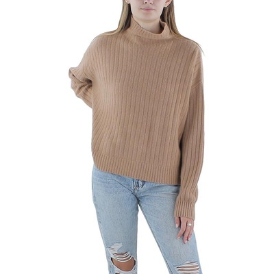 Lauren Ralph Lauren Womens Brown Ribbed Mock Turtleneck Sweater Top L BHFO 6344
