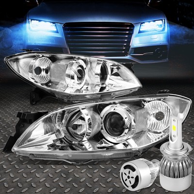 ХРОМИРОВАННЫЙ КОРПУС, ПРОЗРАЧНАЯ БОКОВАЯ ФАРА ПРОЕКТОРА + СКРЫТЫЙ СВЕТОДИОД 6000K + ВЕНТИЛЯТОР ДЛЯ 04-09 MAZDA3