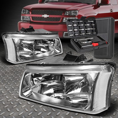 ДЛЯ 03-06 CHEVY SILVERADO AVALANCHE ХРОМИРОВАННЫЙ КОРПУС ПРОЗРАЧНОЙ БОКОВОЙ ФАРЫ + НАБОР ИНСТРУМЕНТОВ