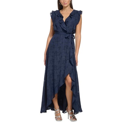 Женское макси-платье DKNY темно-синего цвета с металлическим отливом 14 BHFO 0705