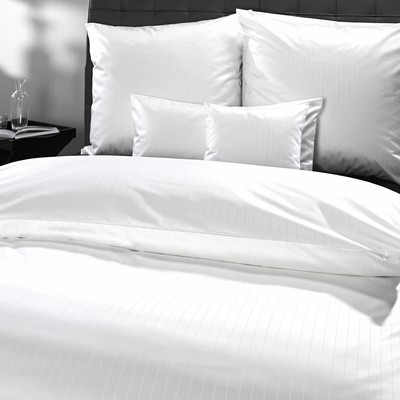 Curt Bauer Mako Brokat Damast Wende-Bettwäsche Ferrara 2452-0000 weiß Streifen