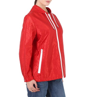 Pre-owned Burberry Ladies Bright Red Everton Pattern Jacket