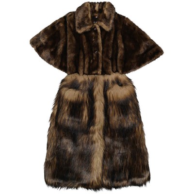 Pre-owned Burberry Brown Faux Fur Single-breasted Short-sleeve Coat