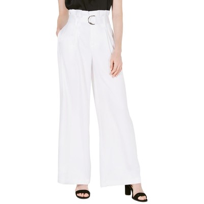 

Женские белые атласные плиссированные офисные широкие брюки Bar III  BHFO 1666, Bright white