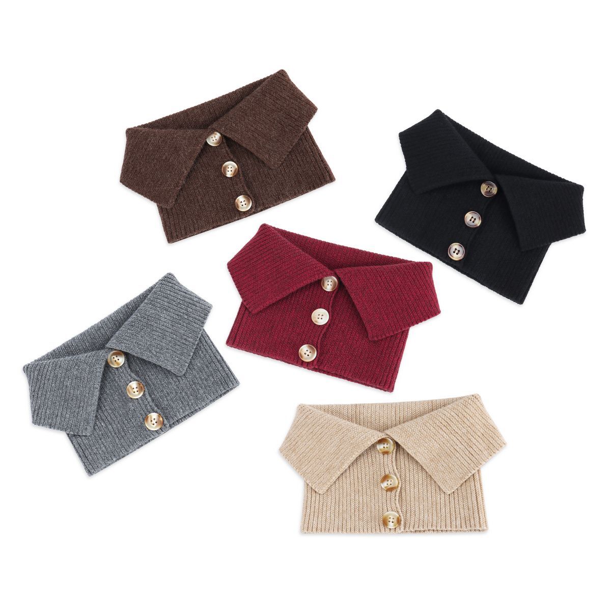 Womens Buttons Knit Turtleneck Collar Warmer Cover Scarf Faux Fake Collar LAVA