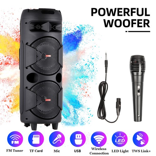 Dual 8 Inch Woofer Bluetooth Speaker System Portable Party Dual 8 Inch Woofer Bluetooth Speaker System Portable Party
