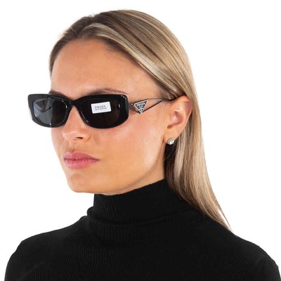 Pre-owned Prada Dark Gray Rectangular Ladies Sunglasses Pr 14ys 1ab5s0 53 Pr 14ys 1ab5s0