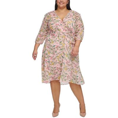 Женское шифоновое вечернее платье миди с запахом Tommy Hilfiger Plus BHFO 5563
