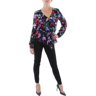 

Женская черная шифоновая рубашка с принтом Parker и блузка с баской BHFO 4959, Black multi