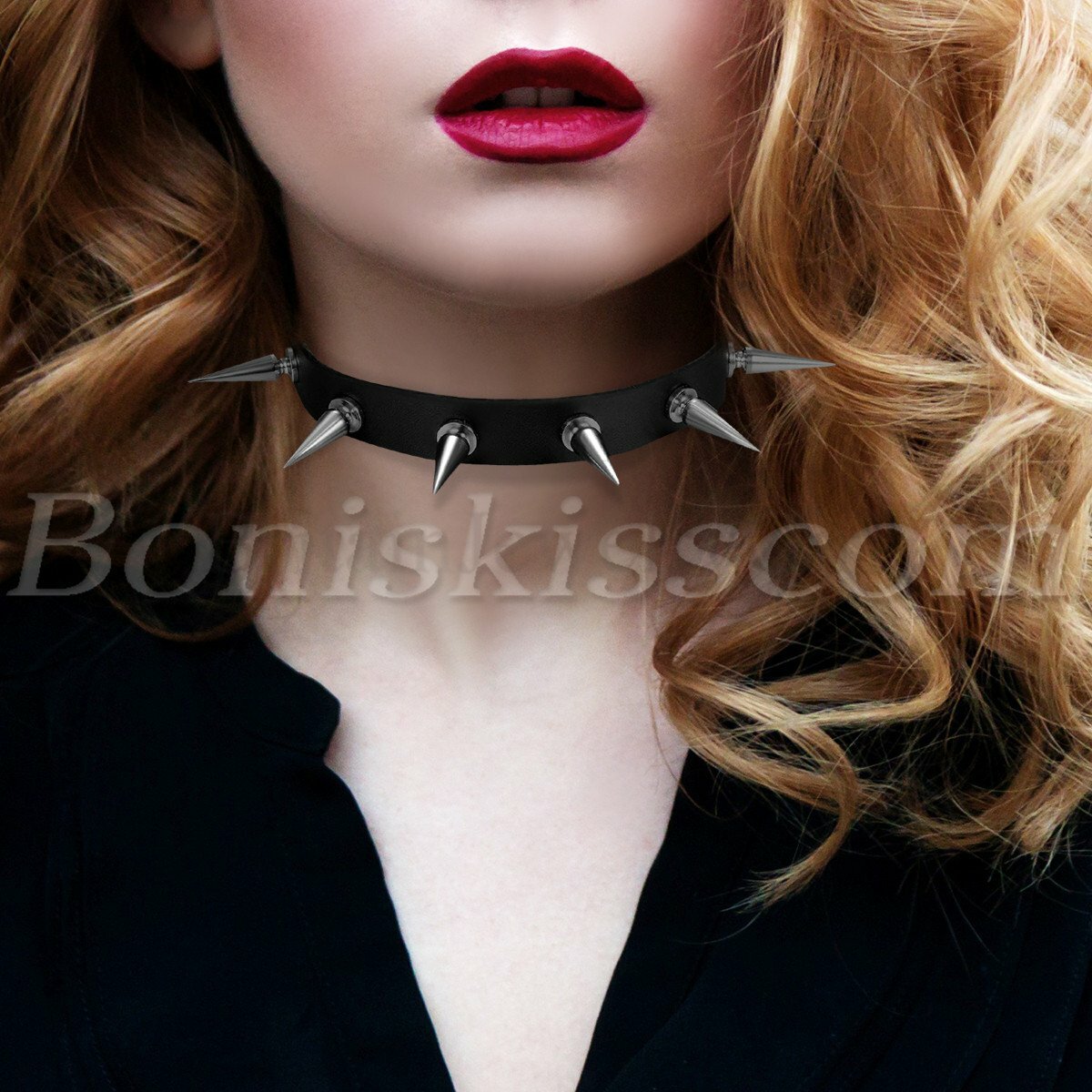 アクセサリーその他 Nodress Black Rhinestone Rivet Leather Chocker 612HG23pD6L.jpg
