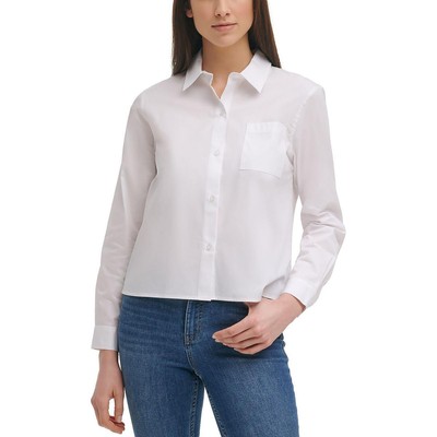 Женская укороченная рубашка на пуговицах с белым логотипом Calvin Klein XS BHFO 4012