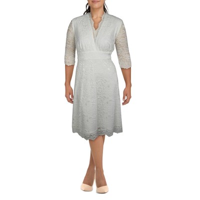 

Женское белое кружевное коктейльное платье миди Kiyonna Plus  BHFO 7941, Белый