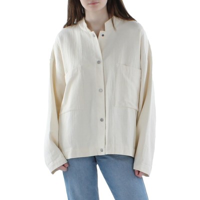 

Женская куртка-рубашка из органического хлопка цвета слоновой кости Eileen Fisher, верхняя одежда  BHFO 7445, Цвет слоновой кости