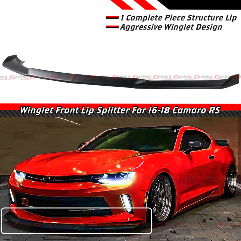 For 16-18 Chevy Camaro Lt Ls Rs Winglet Style Front Bumper Lip Splitter Spoiler 