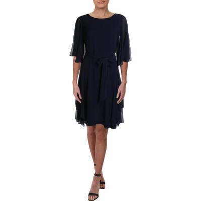 

Женское темно-синее вечернее платье из жоржета с рюшами Lauren Ralph Lauren  BHFO 9727, Navy