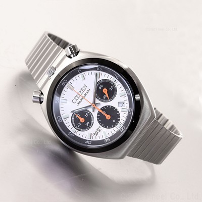 Pre-owned Citizen An3660-81a Bullhead White Dial Record Label Tsuno Chrono Watch Panda F/s