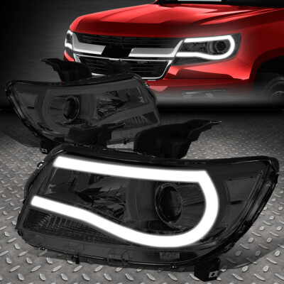 [СВЕТОДИОДНАЯ U-ОБРАЗНАЯ ЛАМПА DRL] ДЛЯ 15-23 ЛАМП ПРОЕКТОРА CHEVY COLORADO SMOKED/CLEAR