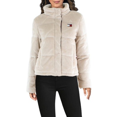 

Tommy Hilfiger Женская бежевая короткая куртка-пуховик из искусственного меха с логотипом  BHFO 0952, Lthtr fawn