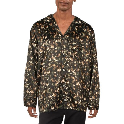 INC Мужская черная ночная одежда с принтом Пижама Рубашка для сна Loungewear L BHFO 6415