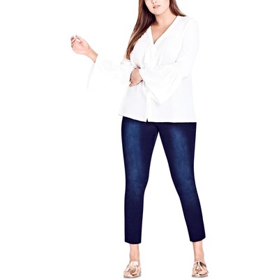 City Chic Womens Office Fling Ivory Button-Down Top Blouse Plus 22W BHFO 8740