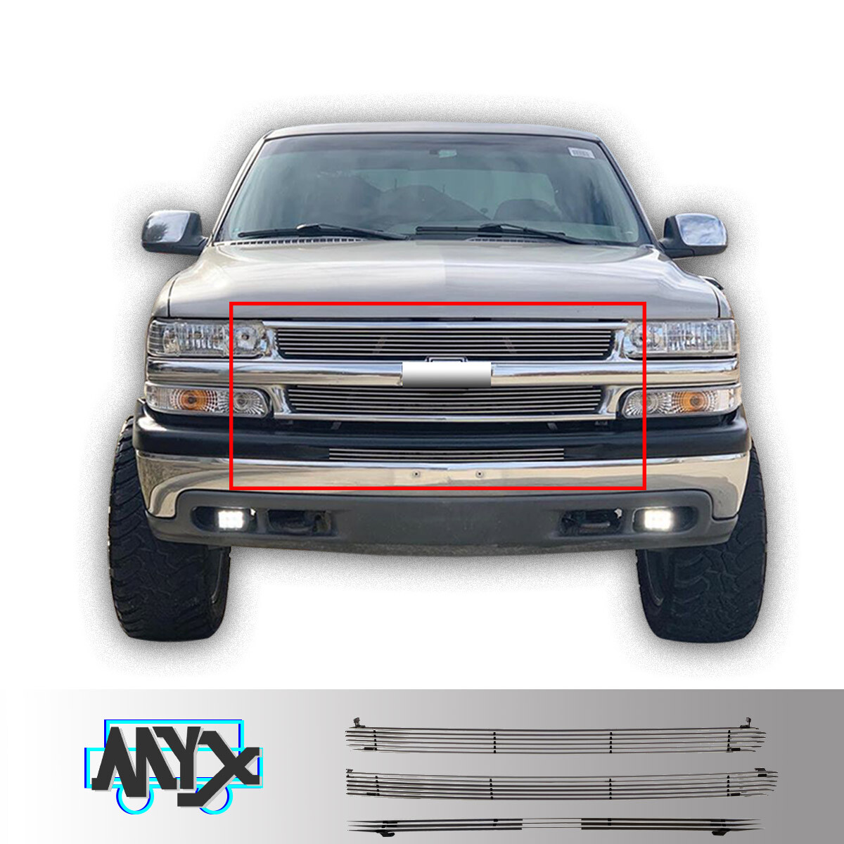 Fits 1999-2002 Silverado 1500/00-06 Tahoe/Suburban Chrome Billet Grille Insert