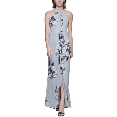 

Calvin Klein Женское синее вечернее платье с металлической вышивкой  BHFO 0848, Синий