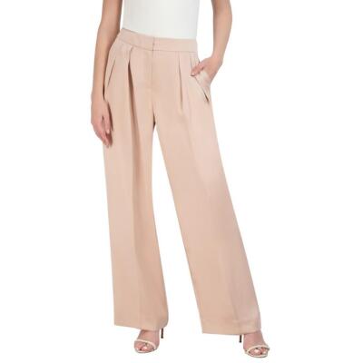 BCBGMAXAZRIA Женские плиссированные атласные брюки двойного плетения с широкими штанинами, брюки BHFO 7774