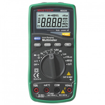 Mastech MS8209 5 in 1 Multimeter Lux, Sound Level, Humidity,Temperature,True RMS