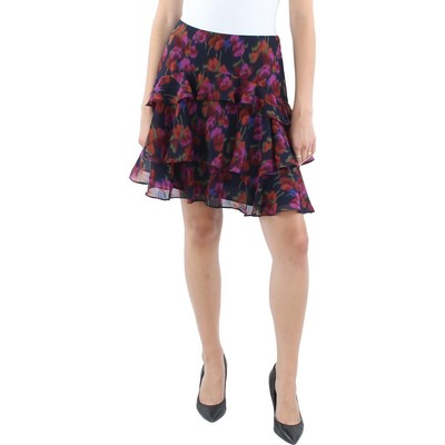 Женская фиолетовая мини-юбка А-силуэта с цветочным принтом Lauren Ralph Lauren 14 BHFO 0689