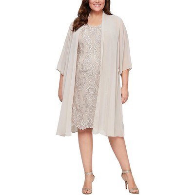 

Женское коктейльное и вечернее платье с вышивкой Alex Evenings Evening Plus BHFO 7106, Taupe