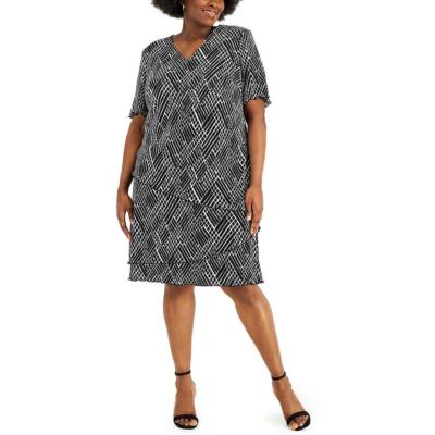 

Женское коктейльное платье из крепа с короткими рукавами Connected Apparel Plus BHFO 7365, Черный