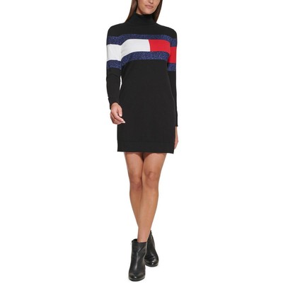 Женская черная блестящая миди-водолазка с высоким воротом от Tommy Hilfiger, L BHFO 2710