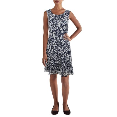 Connected Apparel Womens Navy Sheer Babydoll Dress Petites 8P BHFO 0014