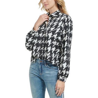 Женская рубашка на пуговицах с воротником-стойкой B/W от Karl Lagerfeld Paris, L BHFO 7605