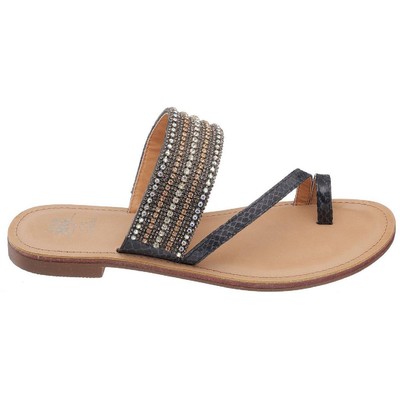 

GC Shoes Женские черные сандалии на плоской подошве без шнурков Issy Shoes 8 Medium (B,M) BHFO 5353, Black snake