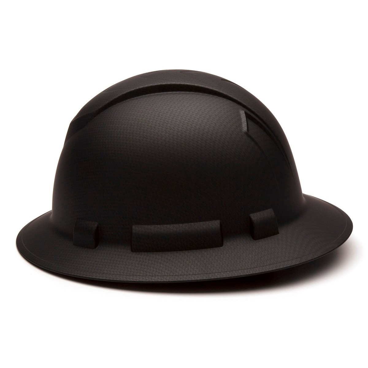 black full brim hard hat