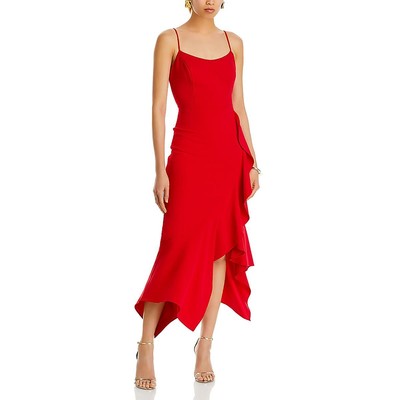 Женское красное платье миди из крепа с оборками по бокам для подводного плавания Aqua 10 BHFO 8011