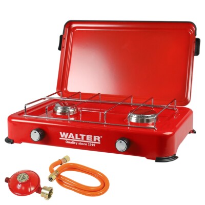 WALTER B-Ware Duo Kocher, zwei Brenner, stufenlos regelbar, kompakt, für Camping