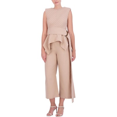 BCBGMAXAZRIA/ женская блузка с баской на подоле и поясом в полоску BHFO 8898