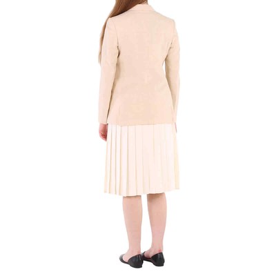 Pre-owned Burberry Ladies Pleated Panel Wool Silk Linen Tailored Jacket In Check Description
