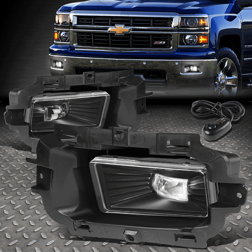 [МОЩНЫЙ СВЕТОДИОД] ДЛЯ 14-15 CHEVY SILVERADO 1500 ПРОТИВОТУМАННАЯ ФАРА С ПРОЗРАЧНЫМИ ЛИНЗАМИ и ВЫКЛЮЧАТЕЛЕМ