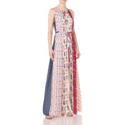 

Женское плиссированное платье макси с цветочным принтом ML Monique Lhuillier Petites BHFO 0578, Pink/beige/blue
